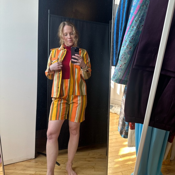 Vintage  Striped Two-Piece Set in Orange, Mustard & Olive - Picture 3 of 5